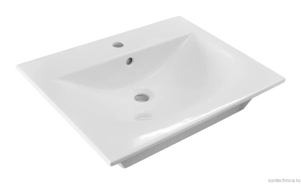 Тумба с раковиной Mixline Брикс 60 2 ящика, глянцевая белая, раковина Breeze 60