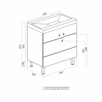 Тумба с раковиной Mixline Брикс 60 2 ящика, глянцевая белая, раковина Breeze 60