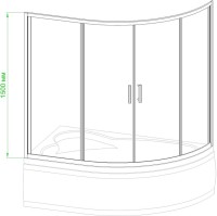 Шторка на ванну Royal Bath Alpine RB170ALP-T, 170 см прозрачное стекло