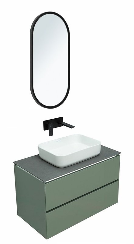 Мебель для ванной комнаты Allen Brau Infinity 85 подвесная, олива матовый, столешница графит структ