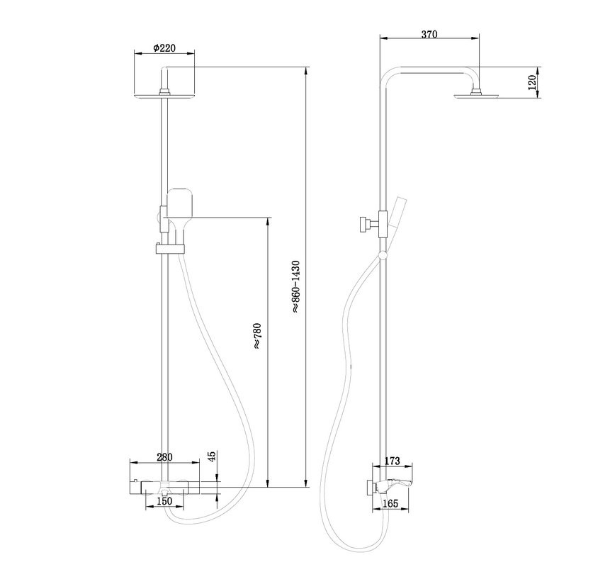 Душевая стойка Abber Thermostat AF8516L хром