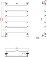 Полотенцесушитель водяной EWRIKA Медея B4 80х50, хром
