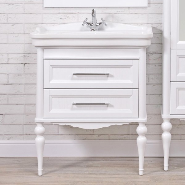 Тумба с раковиной ValenHouse Эстетика 80, белая, подвесная, ручки хром