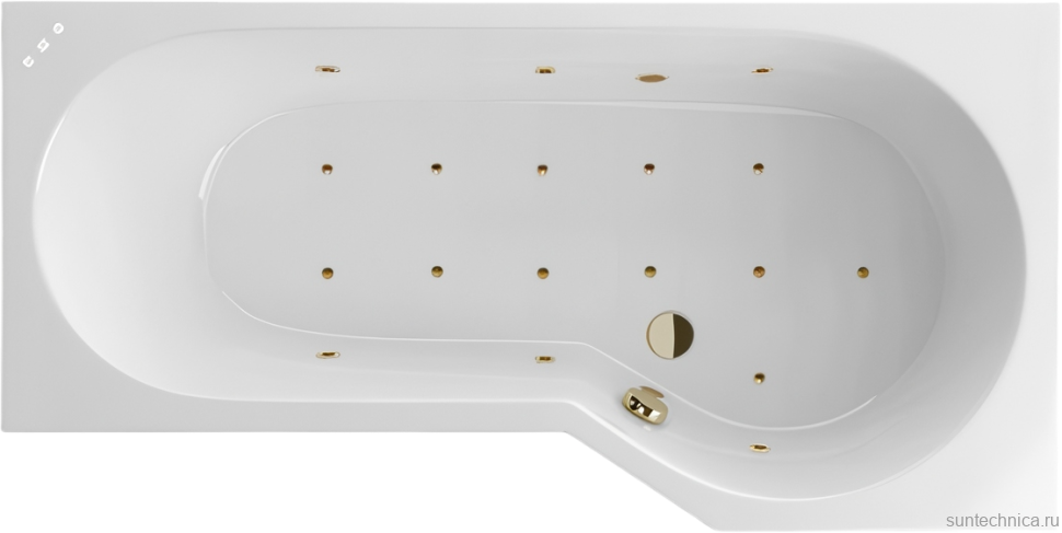 Акриловая ванна Excellent Be Spot Relax R 160x80 см, угловая, правая, встраиваемая, с гидромассажем, белая, асимметричная, с каркасом, со сливом-переливом, фурнитура бронза