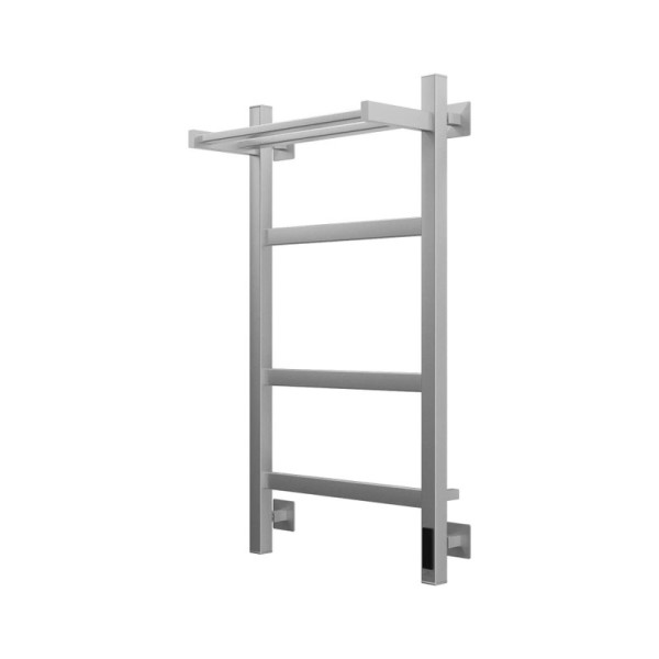 Полотенцесушитель электрический Grota Tela 430х800 NM EL 80x45 см, подключение справа, слева, скрытое подключение справа, матовый хром, лесенка, с полкой