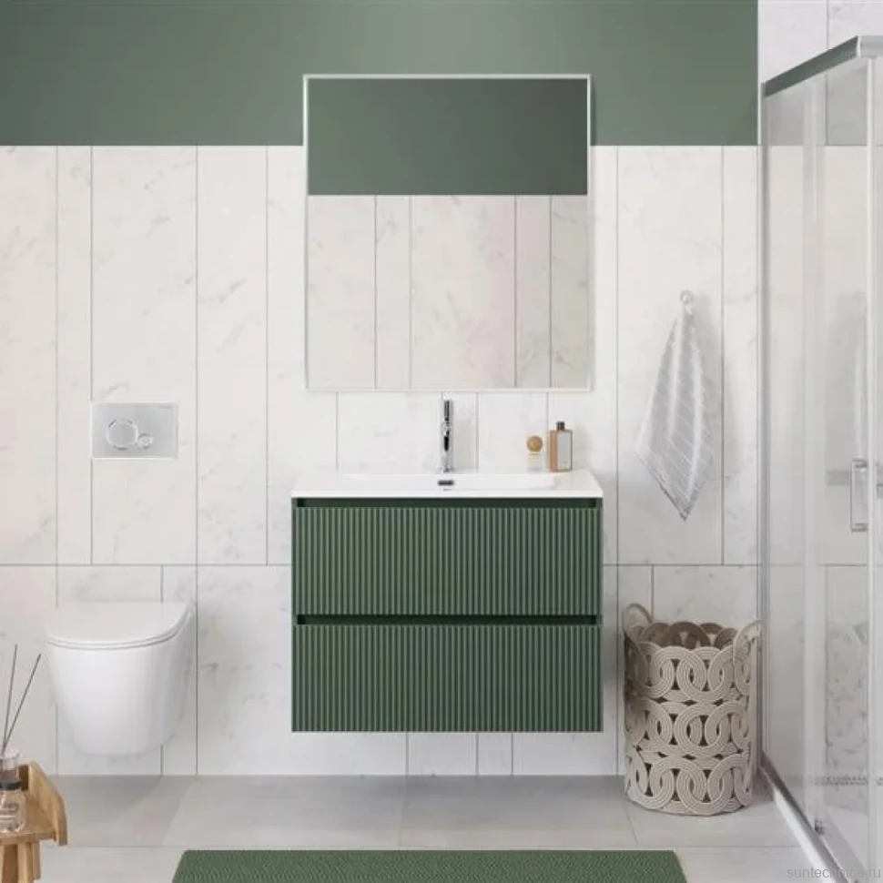 Тумба с раковиной BelBagno Uno 90 подвесная, 2 ящика, матовая еловая