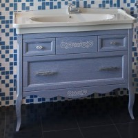 Тумба с раковиной ASB-Woodline Модерн 105 рошфор, белая патина