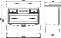 Тумба с раковиной ASB-Woodline Модерн 105 рошфор, белая патина