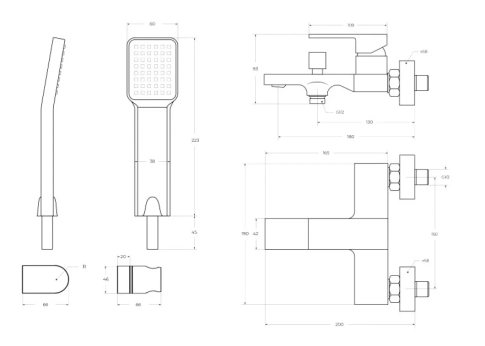 Смеситель для ванны с душем BelBagno Romano ROM-VASM-CRM хром, с душевым гарнитуром