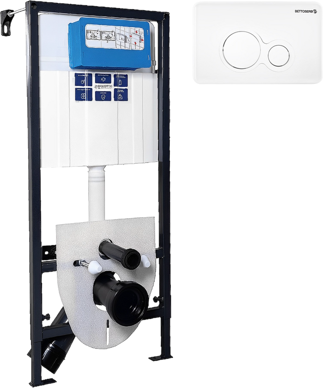 Комплект Инсталляция BETTOSERB Sava Fix Slim 40006456 + Кнопка Twin 40006457 цвет белый глянец