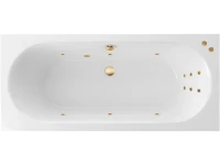 Акриловая ванна Excellent Oceana Slim Line 160x75 см, встраиваемая, с гидромассажем, белая, с каркасом, со сливом-переливом, фурнитура золото