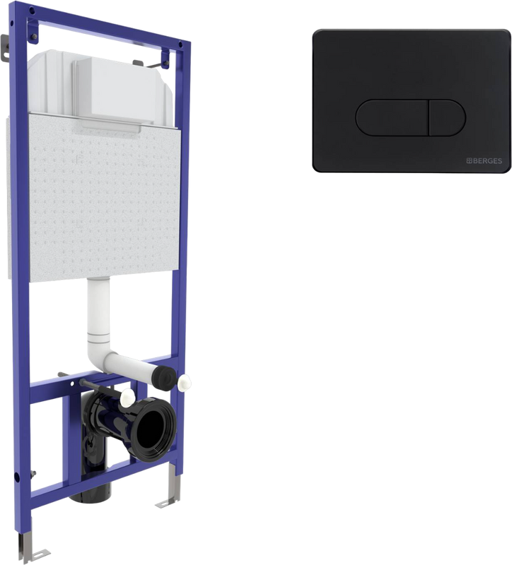 Система инсталляции для унитазов Berges Novum 040235 с кнопкой смыва, черная