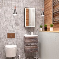Зеркало-шкаф Art&Max Techno R 35 с подсветкой, черное