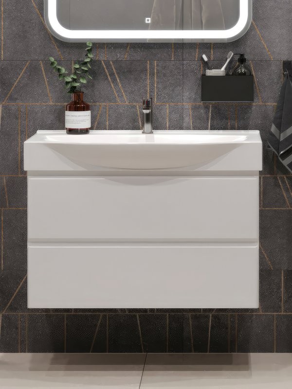 Тумба под раковину без столешницы SanStar Arista 105 подвесная, глянцевая белая