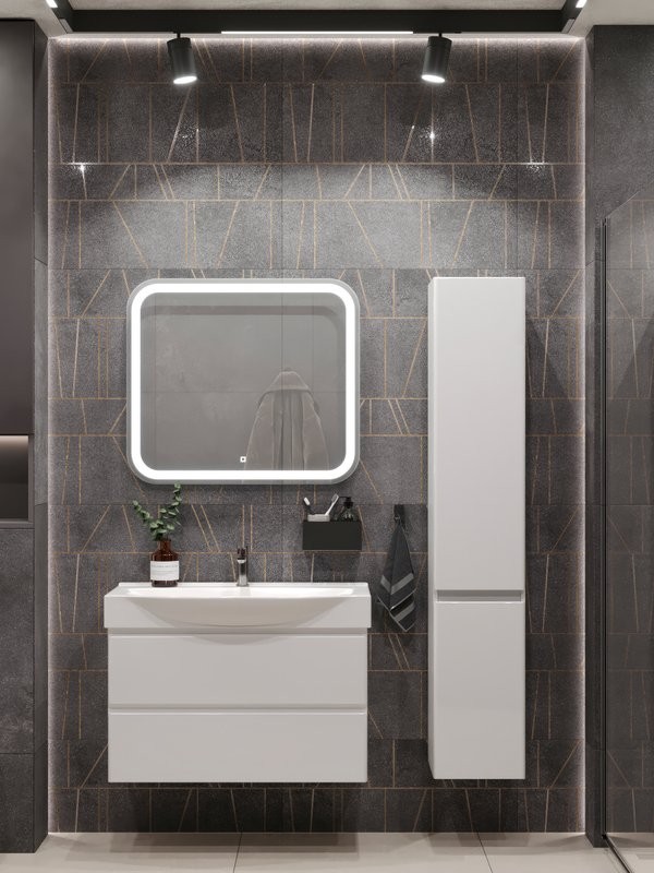 Тумба под раковину без столешницы SanStar Arista 105 подвесная, глянцевая белая