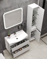 Тумба под раковину без столешницы SanStar Arista 105 подвесная, глянцевая белая