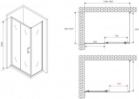 Душевой уголок Abber Schwarzer Diamant AG301505-S1005 150x100, профиль хром, стекло прозрачное