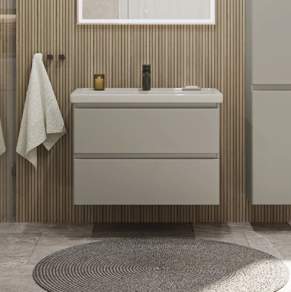 Тумба с раковиной SanStar Riana 70 подвесная, grey, раковина Фостер 70