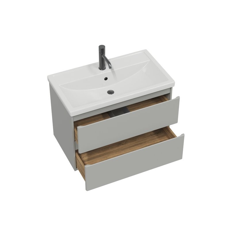 Тумба с раковиной SanStar Riana 70 подвесная, grey, раковина Фостер 70