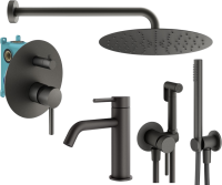 Комплект для ванной Plumberia Selection Ixo KITZXO18GR53 С ВНУТРЕННЕЙ ЧАСТЬЮ, графит матовый