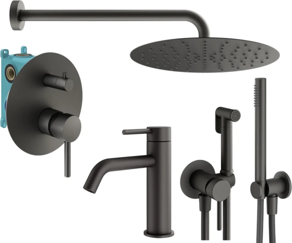 Комплект для ванной Plumberia Selection Ixo KITZXO18GR53 С ВНУТРЕННЕЙ ЧАСТЬЮ, графит матовый