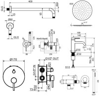 Комплект для ванной Plumberia Selection Ixo KITZXO18GR53 С ВНУТРЕННЕЙ ЧАСТЬЮ, графит матовый