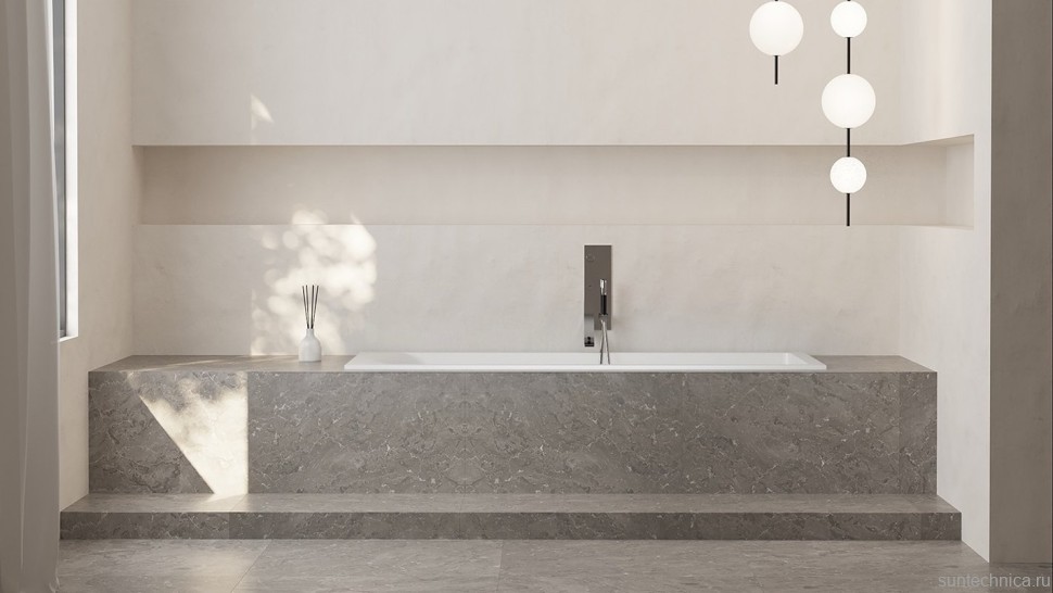 Ванна из искусственного камня Salini Cascata S-Stone 170x70 см, встраиваемая, матовая белая, на ножках