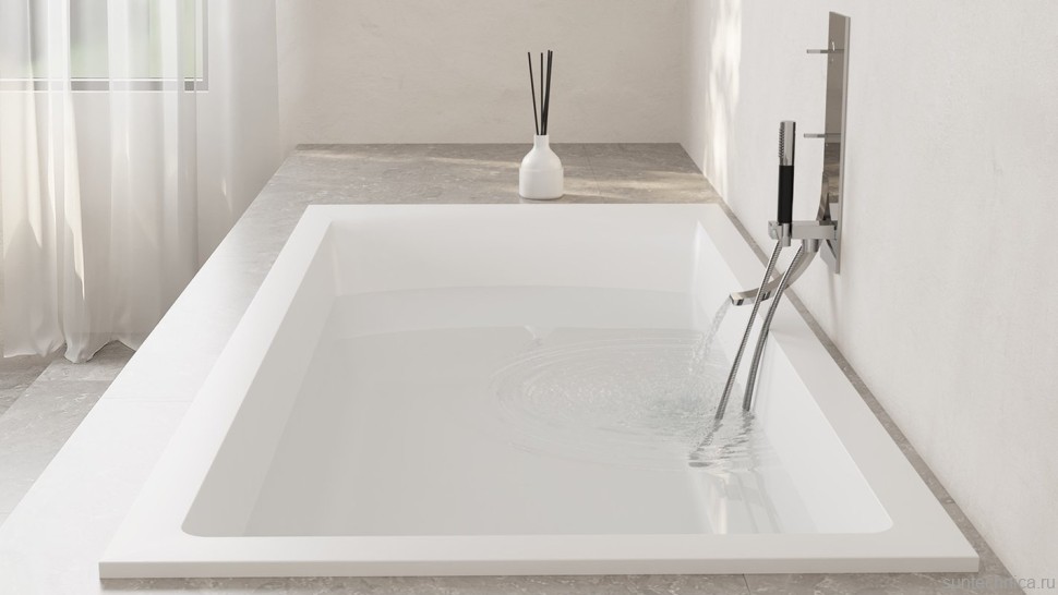 Ванна из искусственного камня Salini Cascata S-Stone 170x70 см, встраиваемая, матовая белая, на ножках