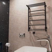 Полотенцесушитель электрический Маргроид Вид 6 СНШ R 81x50 с полкой, черный матовый