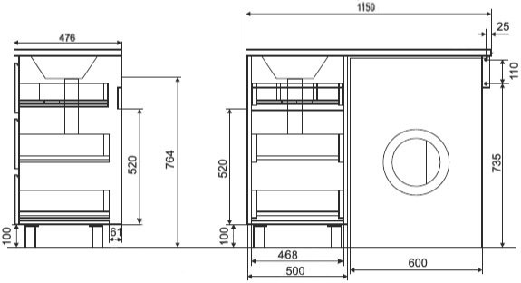 Тумба под раковину Эстет Dallas Luxe 115 напольная, 3 ящика