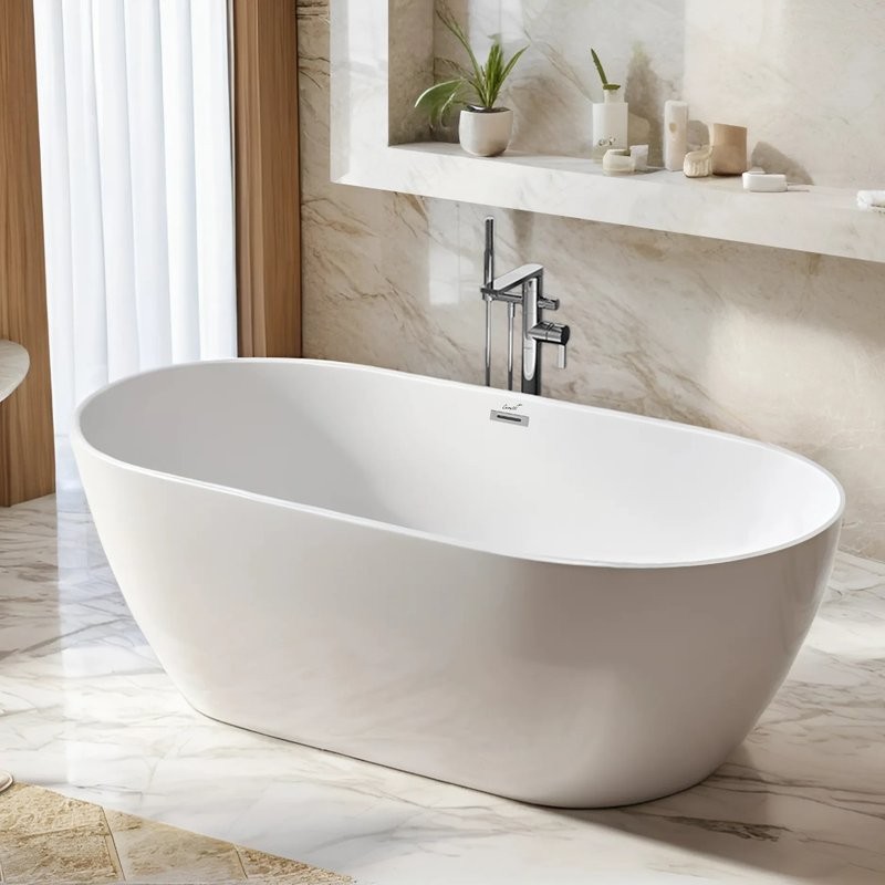 Акриловая ванна Ceruttispa d'ISEO170II 170x75 см, отдельностоящая, белая, овальная, с каркасом, со сливом-переливом, с донным клапаном