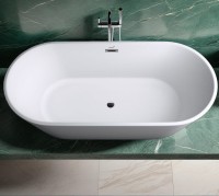 Акриловая ванна Ceruttispa d'ISEO170II 170x75 см, отдельностоящая, белая, овальная, с каркасом, со сливом-переливом, с донным клапаном