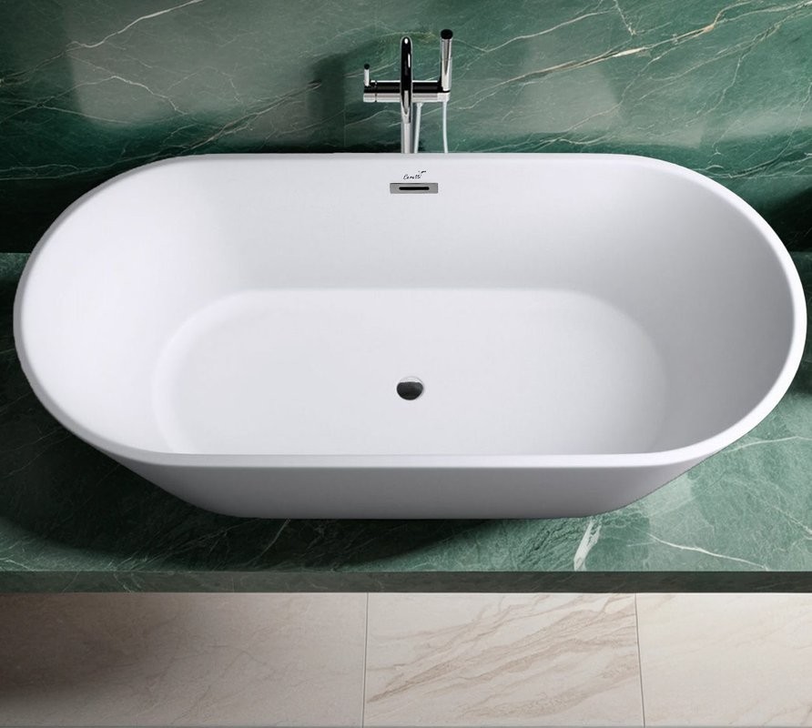 Акриловая ванна Ceruttispa d'ISEO170II 170x75 см, отдельностоящая, белая, овальная, с каркасом, со сливом-переливом, с донным клапаном
