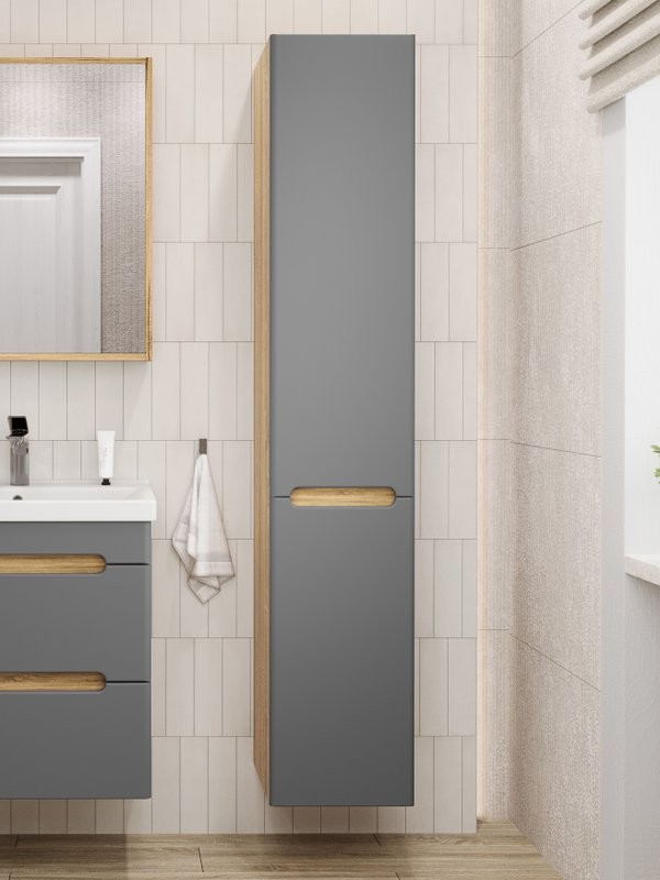 Шкаф-пенал для ванной SanStar Diva 30 графит софт, дуб вотан