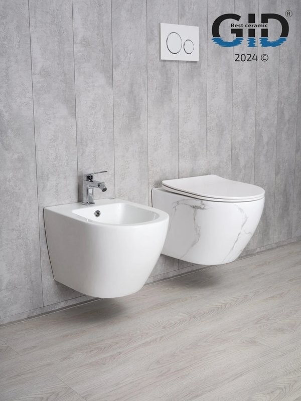 Унитаз подвесной GID Convexo Ws2198 безободковый, с микролифтом, под глянцевый камень