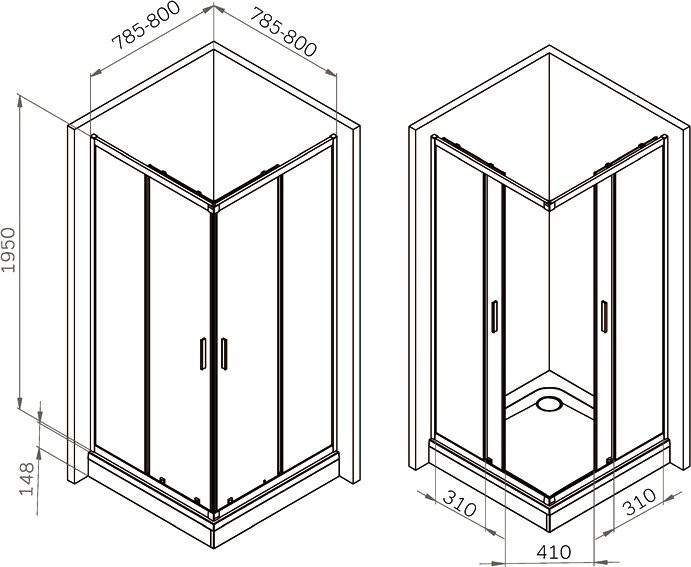 Душевой уголок AM.PM Gem W90G-403-8080-MT 80х80 см