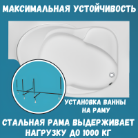 Акриловая ванна 1MarKa Ergonomika R Премиум 175x110 см, угловая, правая, пристенная, белая, асимметричная, с каркасом, с экраном, с сиденьем, со сливом-переливом
