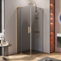Душевой уголок Cezares Slider AH 1 80-80/90 GRIGIO BORO профиль брашированное золото, стекло серое