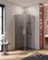 Душевой уголок Cezares Slider AH 1 80-80/90 GRIGIO BORO профиль брашированное золото, стекло серое