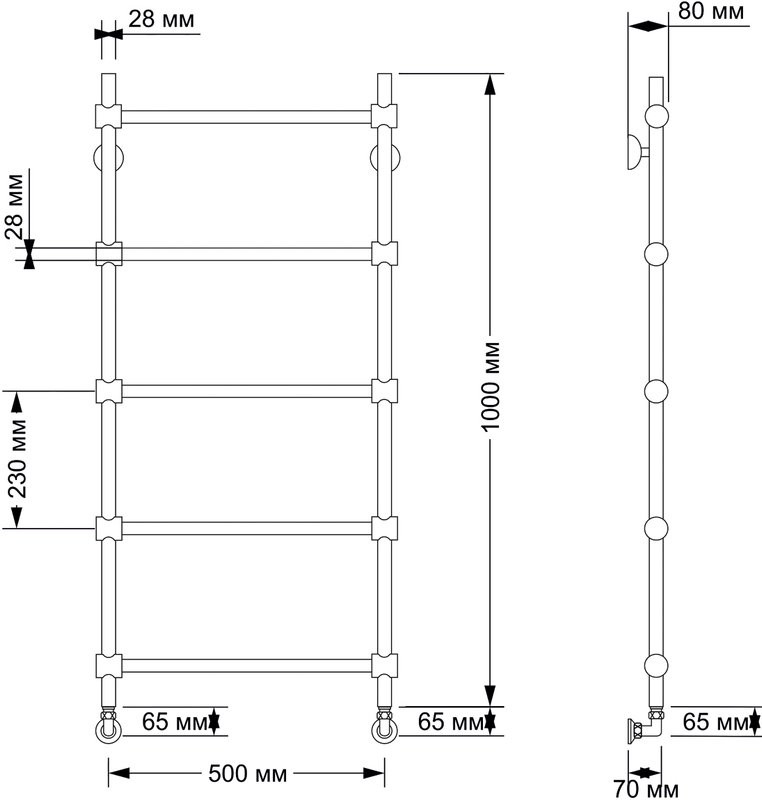 Полотенцесушитель водяной Secado Флоренция 2 105x55 см, бронза, лесенка, латунь