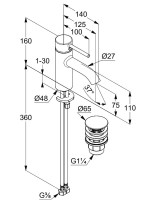 Смеситель для раковины Kludi Bozz 38266N576 брашированный никель PVD Смеситель для раковины Kludi Bozz 38266N576 брашированный никель PVD