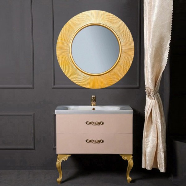 Мебель для ванной комнаты Armadi Art NeoArt 80 капучино с ручками Wave золото, зеркало Shine, с ножками