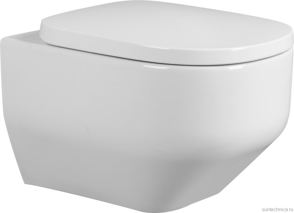 Унитаз подвесной Abber Rechteck AC1218 безободковый, с микролифтом, белый