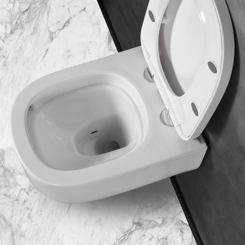 Унитаз подвесной Abber Rechteck AC1218 безободковый, с микролифтом, белый