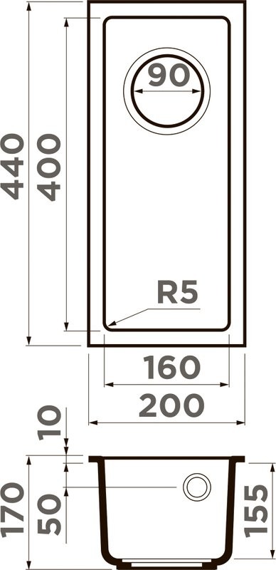 Дополнительная мойка Omoikiri Bosen 20-U-BL leningrad grey