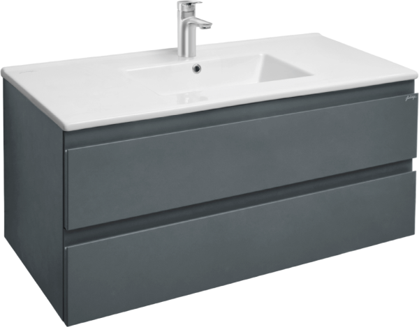 Тумба с раковиной Jacob Delafon Madeleine 100 серая матовая, раковина белая