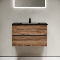Тумба с раковиной Sancos Urban 80 дуб чарльстон, черная раковина CN7005MB