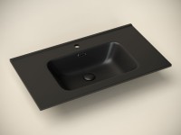 Тумба с раковиной Sancos Urban 80 дуб чарльстон, черная раковина CN7005MB