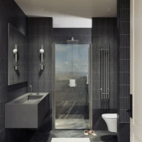 Душевая дверь в нишу Maybahglass MGD-422-5 80 см, профиль матовый хром, стекло прозрачное