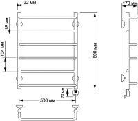 Полотенцесушитель электрический Secado Верона 1 65x55 см, подключение справа, бронза, лесенка, латунь
